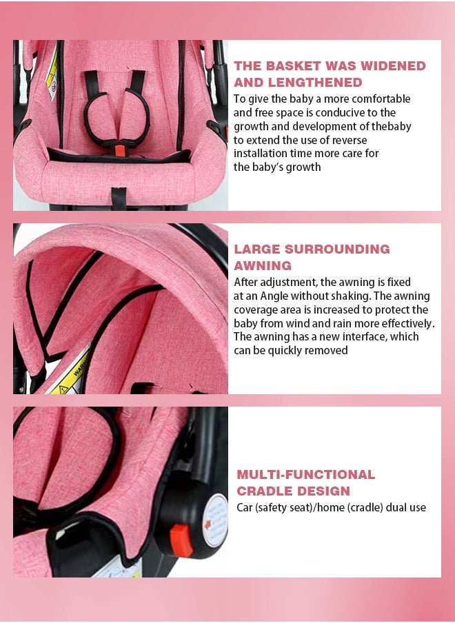 Infant Seat Baby Car Seat With Full Body Support Cushion Baby Carrier Cot With Adjustable Canopy, 0 To 15 Months