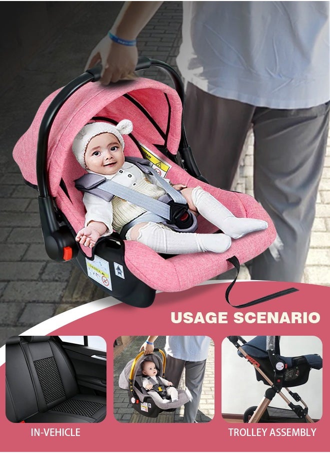 Infant Seat Baby Car Seat With Full Body Support Cushion Baby Carrier Cot With Adjustable Canopy, 0 To 15 Months