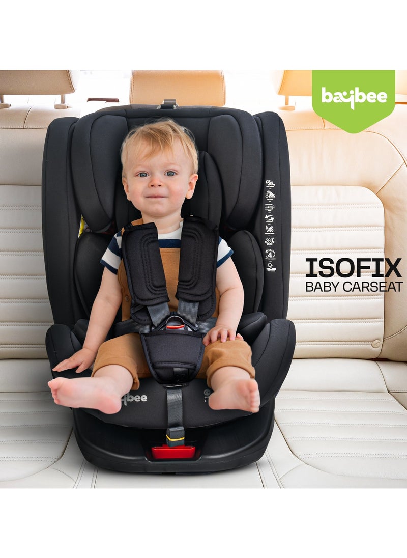 Convertible Car Seat for Baby 0 to 12 Years with 360° Rotatable, ISOFIX, 3 Position Recline, Headrest Adjustable ECE R44/04 Safety Certified Baby Car Seat for Toddlers Kids Boys Girls Pure Black