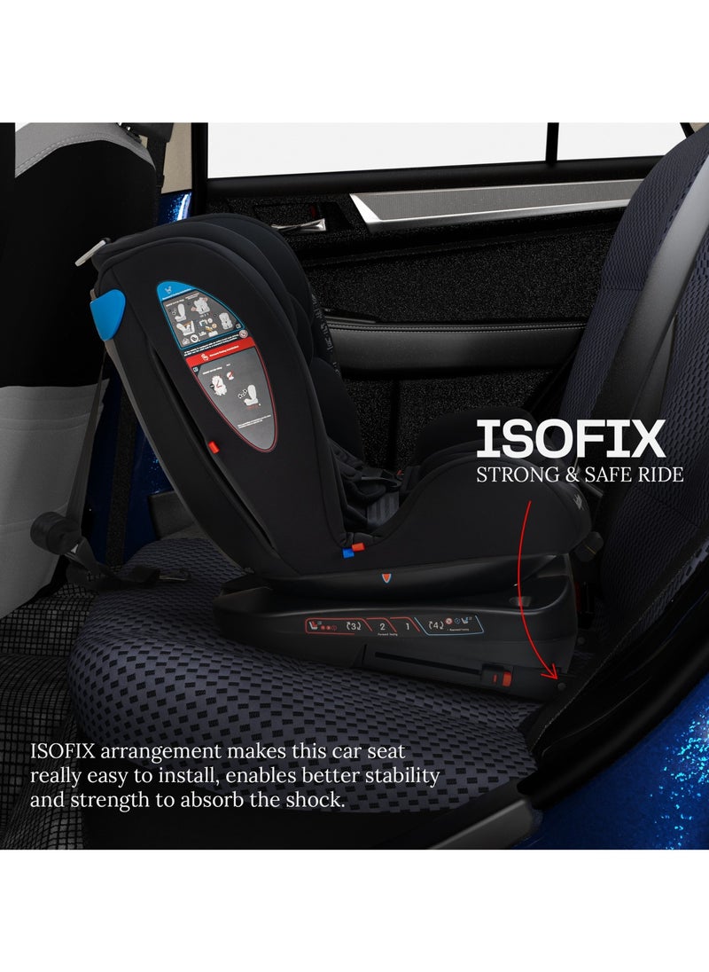 Convertible Car Seat for Baby 0 to 12 Years with 360° Rotatable, ISOFIX, 3 Position Recline, Headrest Adjustable ECE R44/04 Safety Certified Baby Car Seat for Toddlers Kids Boys Girls Pure Black