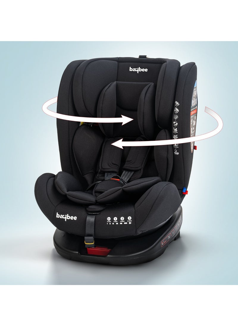 Convertible Car Seat for Baby 0 to 12 Years with 360° Rotatable, ISOFIX, 3 Position Recline, Headrest Adjustable ECE R44/04 Safety Certified Baby Car Seat for Toddlers Kids Boys Girls Pure Black