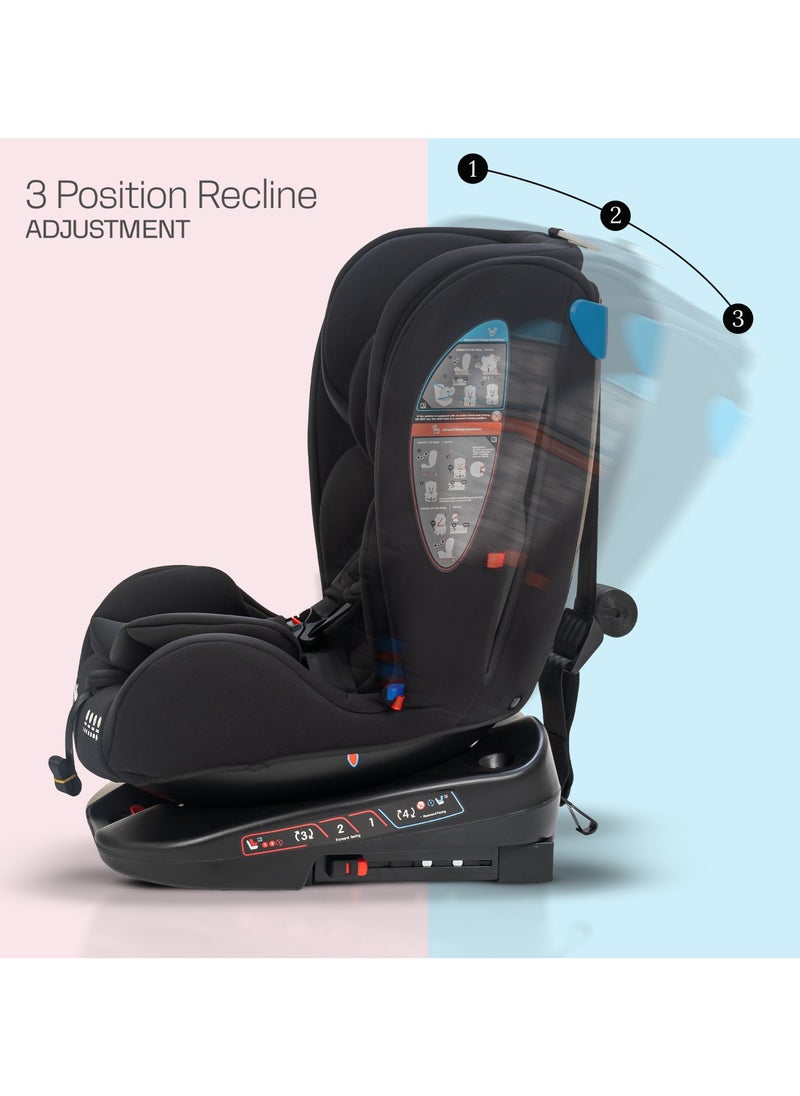 Convertible Car Seat for Baby 0 to 12 Years with 360° Rotatable, ISOFIX, 3 Position Recline, Headrest Adjustable ECE R44/04 Safety Certified Baby Car Seat for Toddlers Kids Boys Girls Pure Black