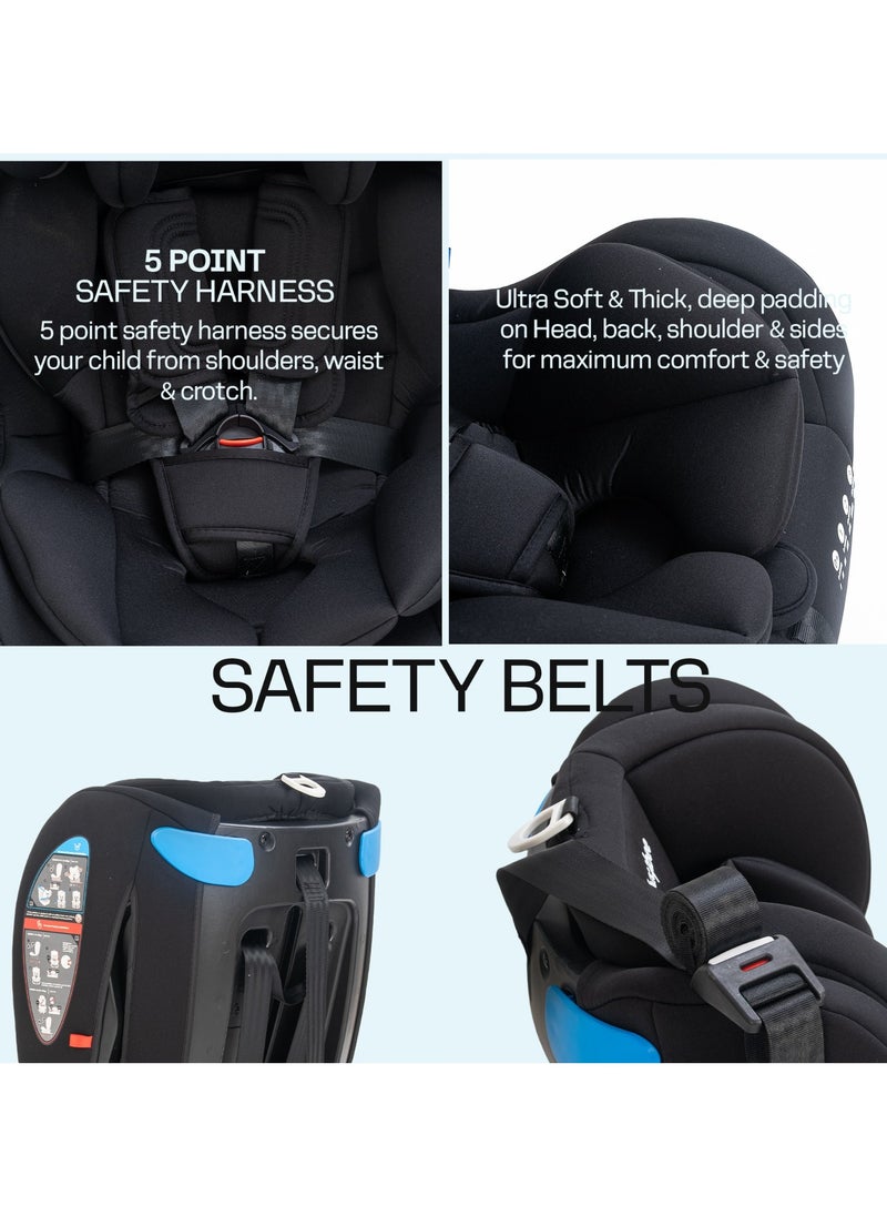 Convertible Car Seat for Baby 0 to 12 Years with 360° Rotatable, ISOFIX, 3 Position Recline, Headrest Adjustable ECE R44/04 Safety Certified Baby Car Seat for Toddlers Kids Boys Girls Pure Black