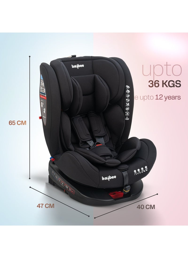 Convertible Car Seat for Baby 0 to 12 Years with 360° Rotatable, ISOFIX, 3 Position Recline, Headrest Adjustable ECE R44/04 Safety Certified Baby Car Seat for Toddlers Kids Boys Girls Pure Black