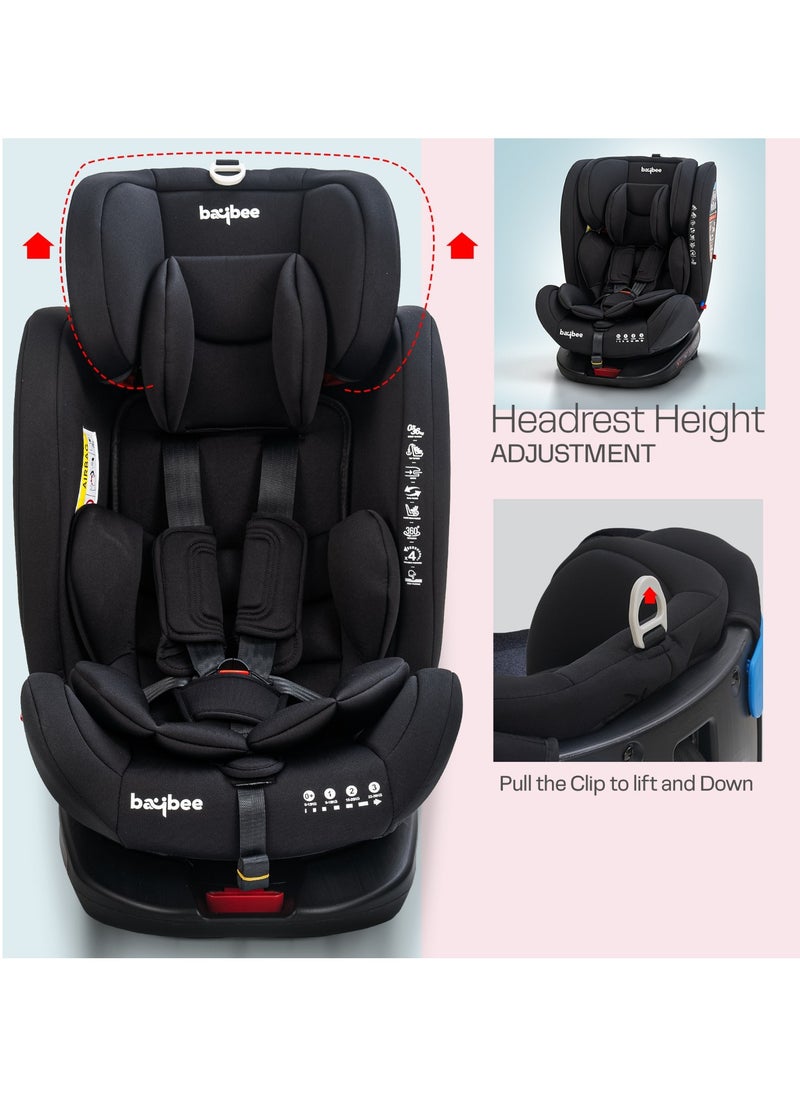 Convertible Car Seat for Baby 0 to 12 Years with 360° Rotatable, ISOFIX, 3 Position Recline, Headrest Adjustable ECE R44/04 Safety Certified Baby Car Seat for Toddlers Kids Boys Girls Pure Black