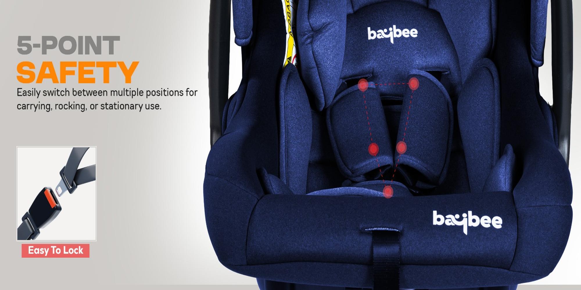 3 in 1 Multi Purpose Baby Carry Cot n Car Seat with Handle, Canopy, Adjustable Handle, 3 Point Safety Belt Rocker for Infant Baby Carry Cot for New Born Baby 0 to 15 Months Black