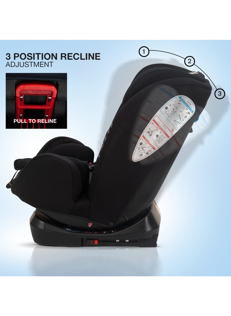 Convertible Car Seat for Baby 0 to 12 Years with ISOFIX, 3 Position Recline, Headrest Adjustable ECE R44/04 Safety Certified Travel Baby Car Seat for Toddlers Kids Boys Girls Pure Black