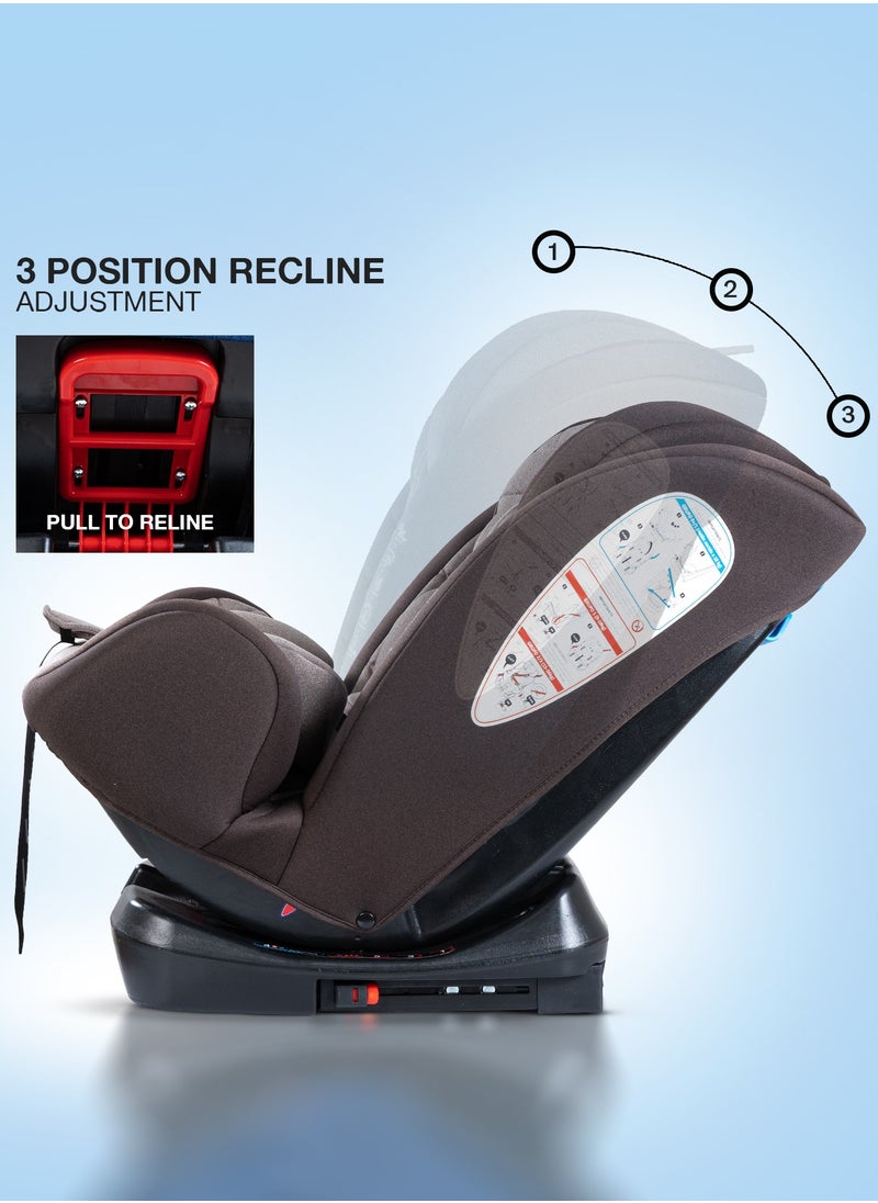 Convertible Car Seat for Baby 0 to 12 Years with ISOFIX, 3 Position Recline, Headrest Adjustable ECE R44/04 Safety Certified Travel Baby Car Seat for Toddlers Kids Boys Girls Brown