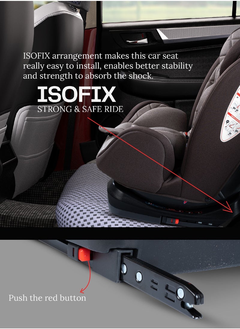 Convertible Car Seat for Baby 0 to 12 Years with ISOFIX, 3 Position Recline, Headrest Adjustable ECE R44/04 Safety Certified Travel Baby Car Seat for Toddlers Kids Boys Girls Brown