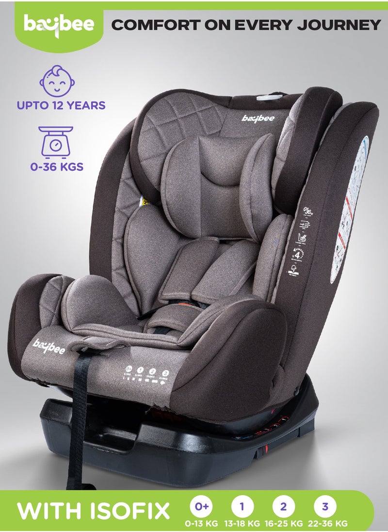 Convertible Car Seat for Baby 0 to 12 Years with ISOFIX, 3 Position Recline, Headrest Adjustable ECE R44/04 Safety Certified Travel Baby Car Seat for Toddlers Kids Boys Girls Brown