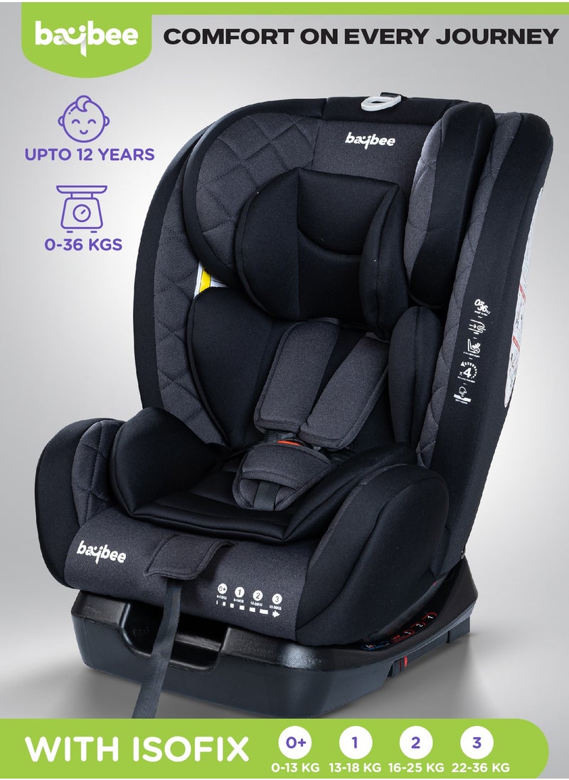 Convertible Car Seat for Baby 0 to 12 Years with ISOFIX, 3 Position Recline, Headrest Adjustable ECE R44/04 Safety Certified Travel Baby Car Seat for Toddlers Kids Boys Girls Black