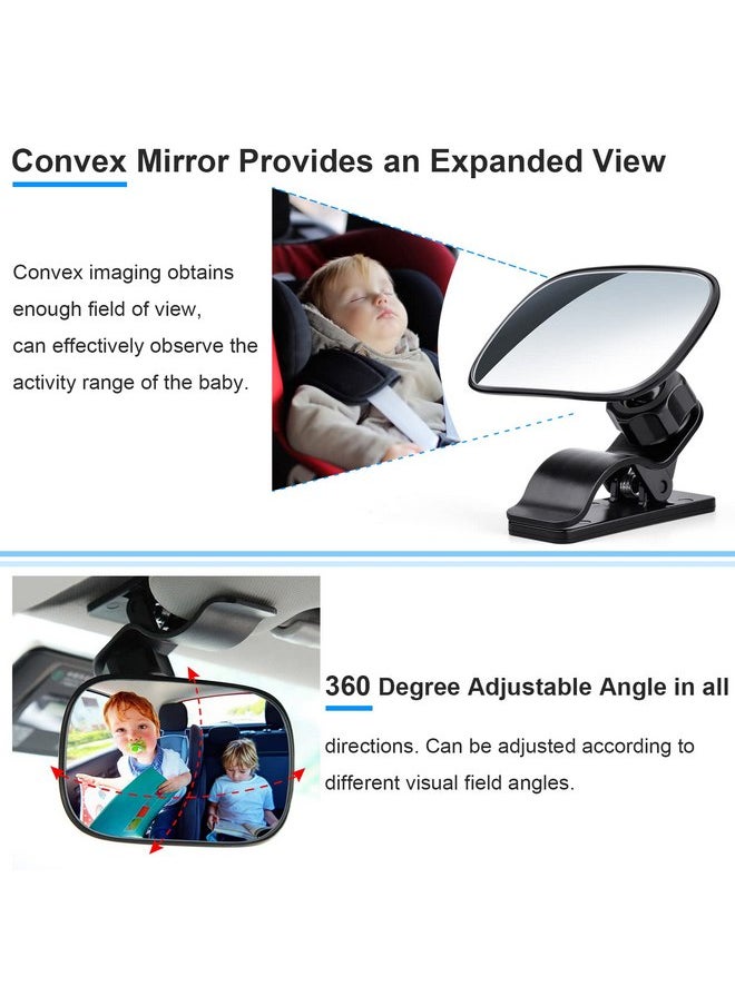 Car Mirror for Baby, Dannisly Back Seat Baby Mirror, Toddler Adjustable Facing Rear View Convex - Accessories, Clip on Windshield or Sun Visor, Black 2