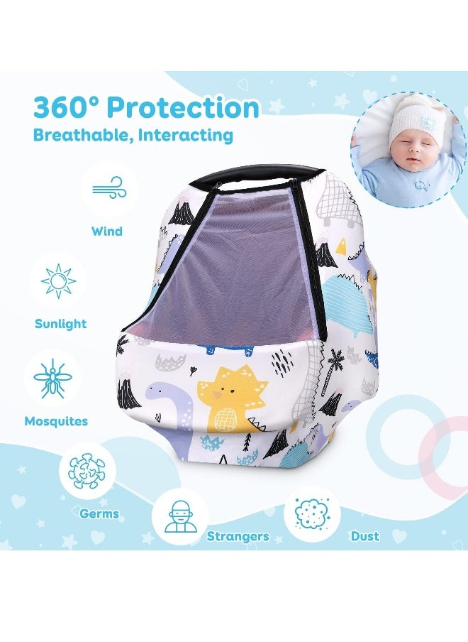 Car Baby Seat Covers Case, Car Seat Stroller Canopy With Breathable Zipperable Peep Window, Mosquito Net, Elastic Wind Sun Protection Cute Cover For Girls Boys