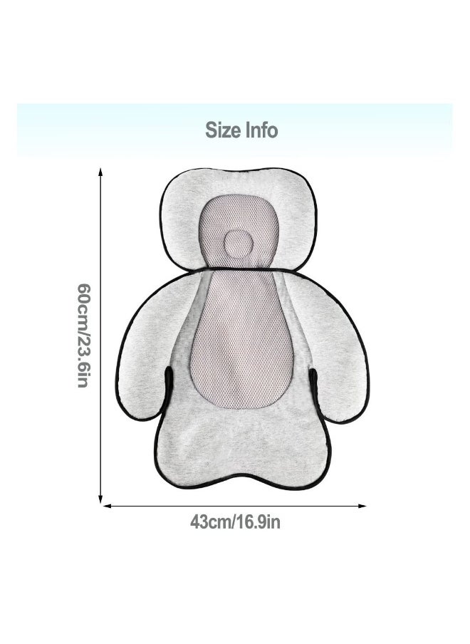 Baby Stroller Full Body Seat Cushion, Infant Head & Body Support Cushion, Toddler Extra Soft Seat Pad Neck Support, Baby Car Seat Insert for Newborn and Toddler 0-12 Month (Grey)