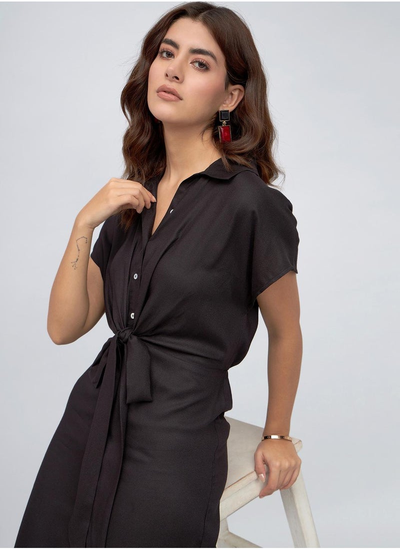 Knotted Front Midi Dress