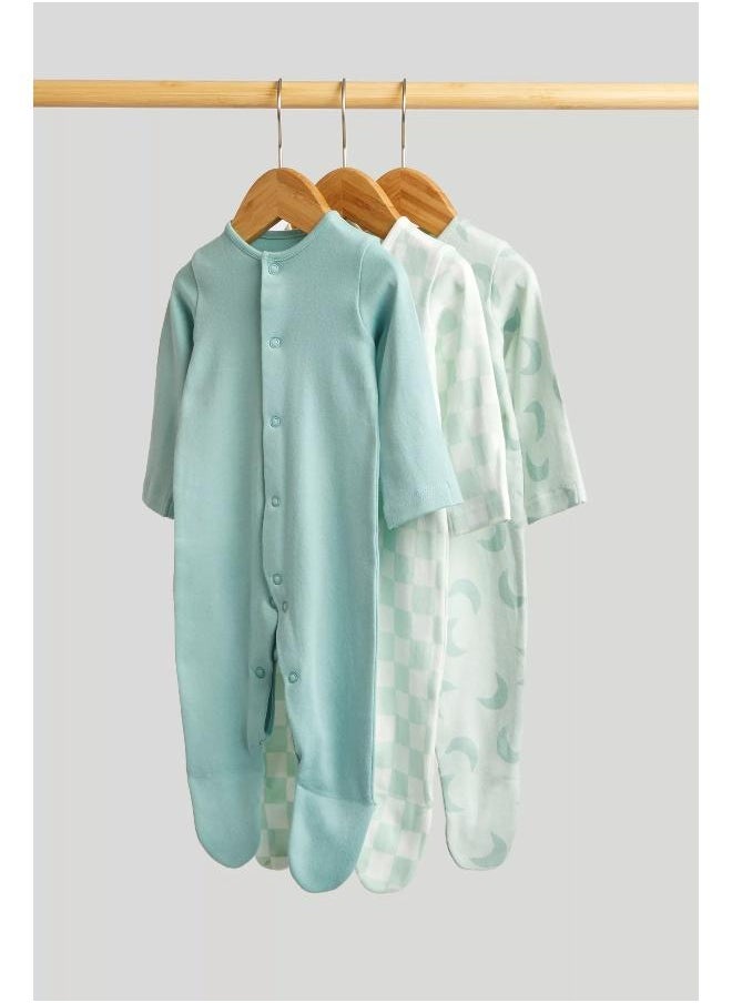 Mint Baby Sleepsuits - 3 Pack