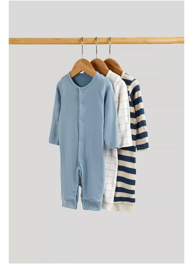 My First Blue Footless Sleepsuits - 3 Pack