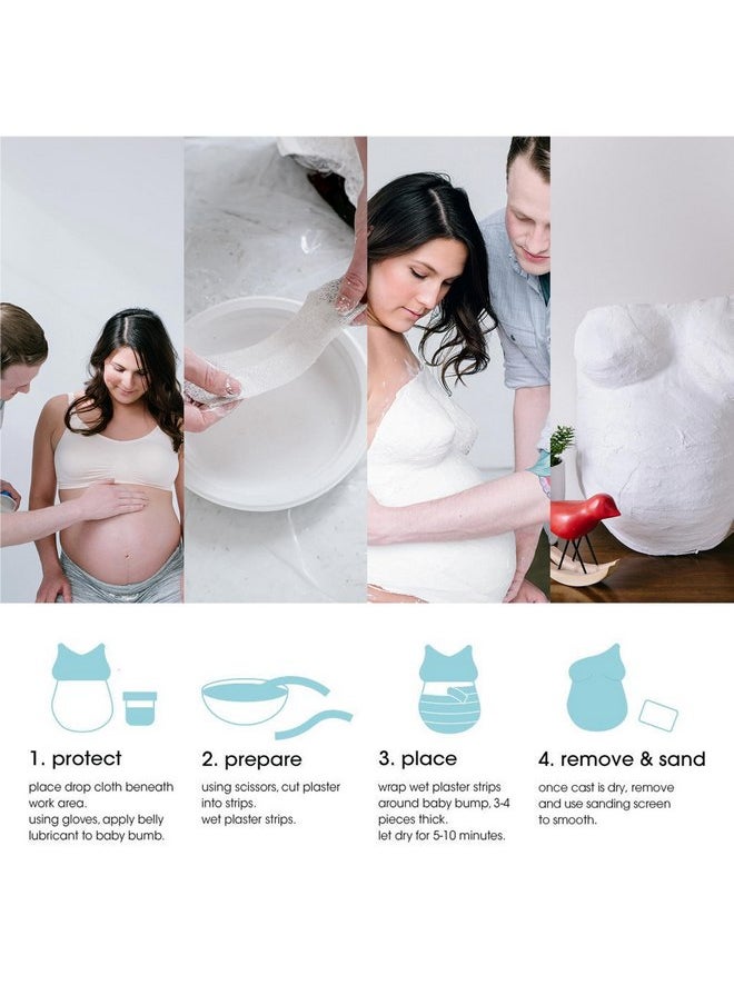 Pearhead Belly Casting Kit, Pregnancy Keepsake Making Kit, Easy DIY Plaster Cast Baby Bump Keepsake, Baby Gift For Expecting Moms and Ideal Nursery Decor, White