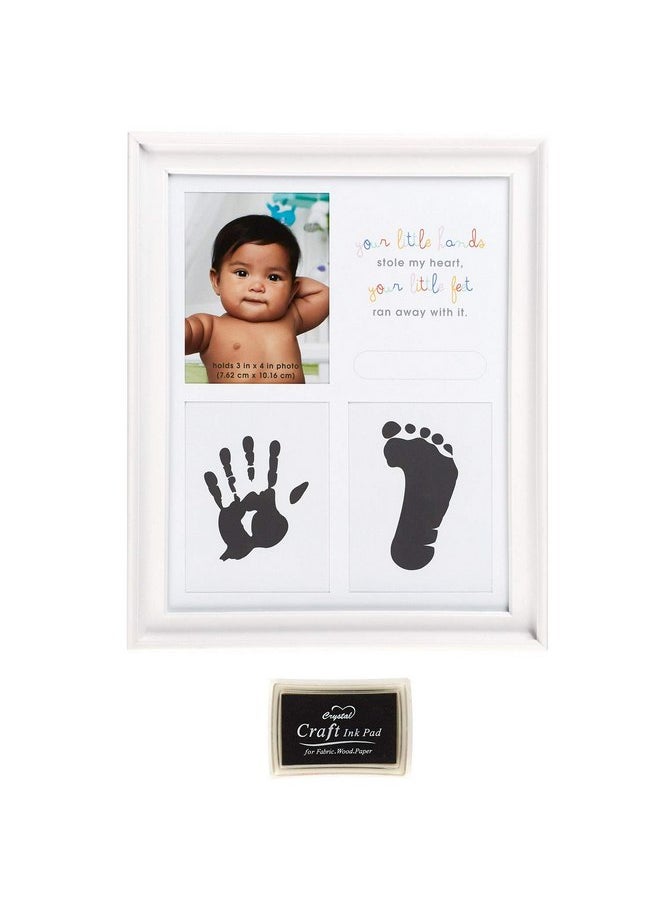 C.R. Gibson ''Your Little Hands Stole My Heart and Your Little Feet Ran Away with It'' Foot Print and Hand Print Baby Photo Frame, 8.75'' x 10.8''