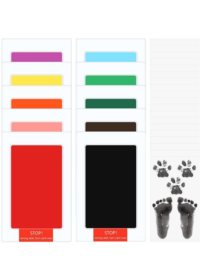 Jexine 30 Pcs Baby Inkless Handprint and Footprint Kit Pet Paw Print Stamp Kit Includes 10 Colors Safe Clean Touch Ink Pad and 20 Card for Newborn Registry Pets Family Printing