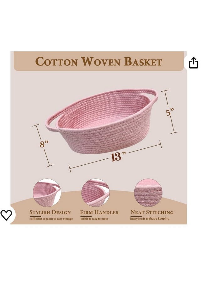 GIFTEXPRESS 2 Pack Pink Woven Basket - 13