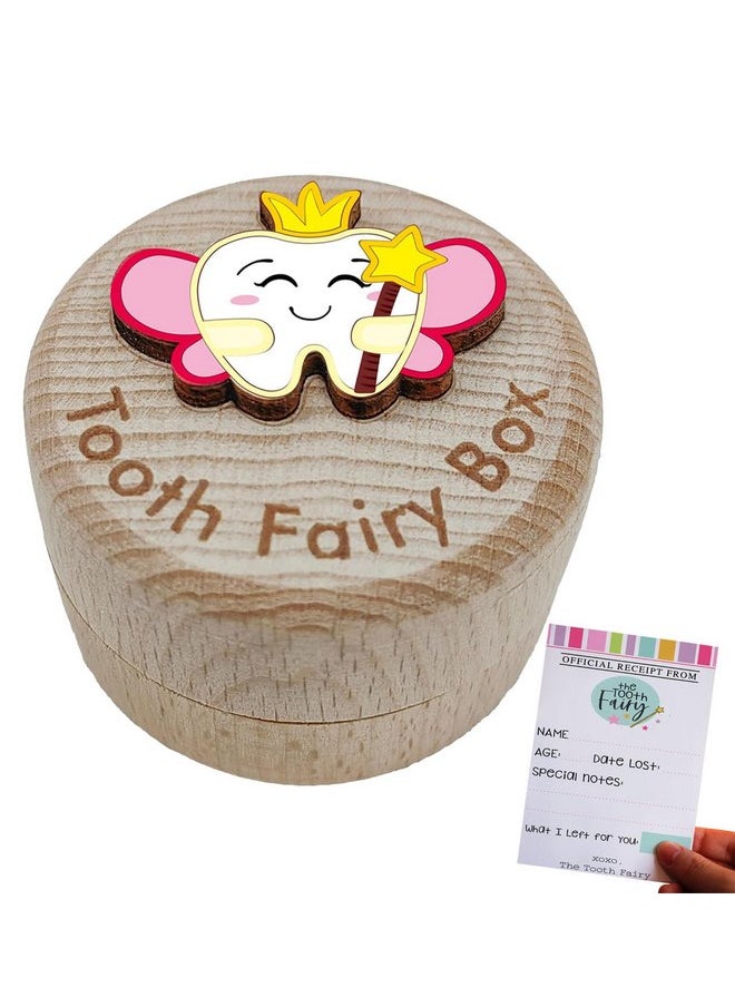 Baby Tooth Fairy Box, 3D Tooth Box Keepsake Holder for Lost Tooth Kids Gifts | Wooden Tooth Holder & Organizer - Pink