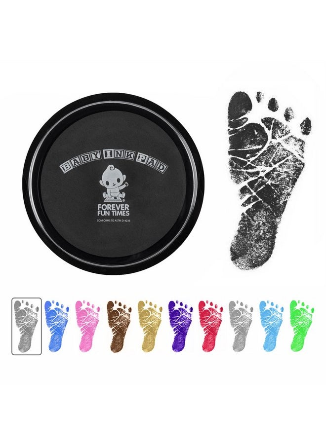Baby Hand and Footprint Kit by Forever Fun Times | Get Hundreds of Detailed Prints with One Baby Safe Ink Pad | Easy to Clean, and Works with Any Paper or Card | Clean and Safe (Black, Big)