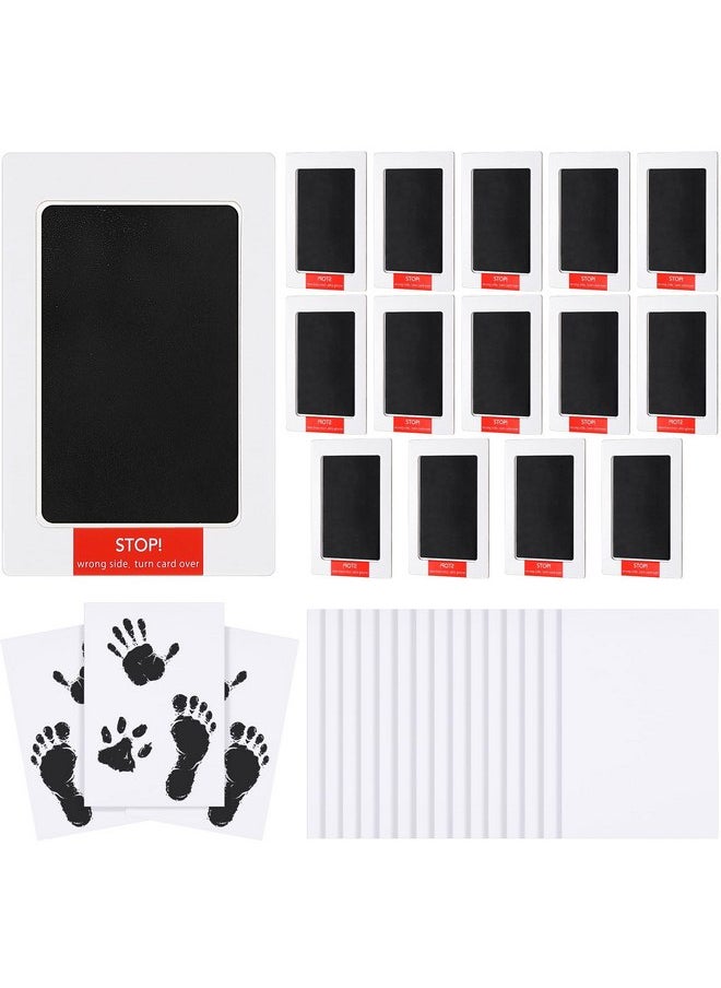 Jetec 15 Pack Inkless Baby Footprint and Handprint Kit, Clean Touch Ink Pad for Baby Hand and Footprints, Dog Paw Print Kit with Ink Pads and Imprint Cards for Newborns Babies Pets Gifts (Black)