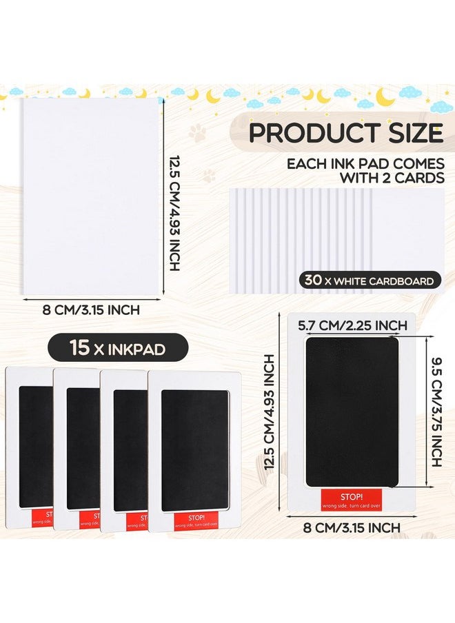 Jetec 15 Pack Inkless Baby Footprint and Handprint Kit, Clean Touch Ink Pad for Baby Hand and Footprints, Dog Paw Print Kit with Ink Pads and Imprint Cards for Newborns Babies Pets Gifts (Black)