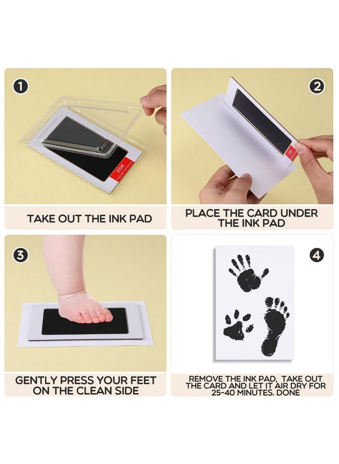Jetec 15 Pack Inkless Baby Footprint and Handprint Kit, Clean Touch Ink Pad for Baby Hand and Footprints, Dog Paw Print Kit with Ink Pads and Imprint Cards for Newborns Babies Pets Gifts (Black)