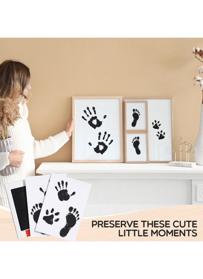 Jetec 15 Pack Inkless Baby Footprint and Handprint Kit, Clean Touch Ink Pad for Baby Hand and Footprints, Dog Paw Print Kit with Ink Pads and Imprint Cards for Newborns Babies Pets Gifts (Black)
