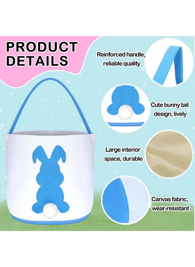 Jexine 12 Pcs Easter Bunny Basket Bags Bulk for Kids Gift Bucket Easter Eggs Hunt Basket with Handle Bunny Tote Bag Bucket Carry Rabbit Fluffy Tails Bag for Easter Party(Rainbow Color,Cute Style)