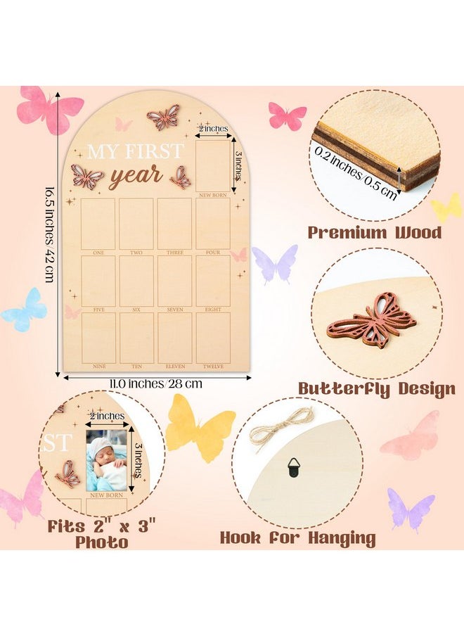 R HORSE My First Year Photo Frame Board - Baby’s First Year Picture Frame 12 Months Milestone Board Photo Display Wood Board Neutral Baby Keepsake Frame 1st Birthday Nursery Decor Gift for Boy Girl