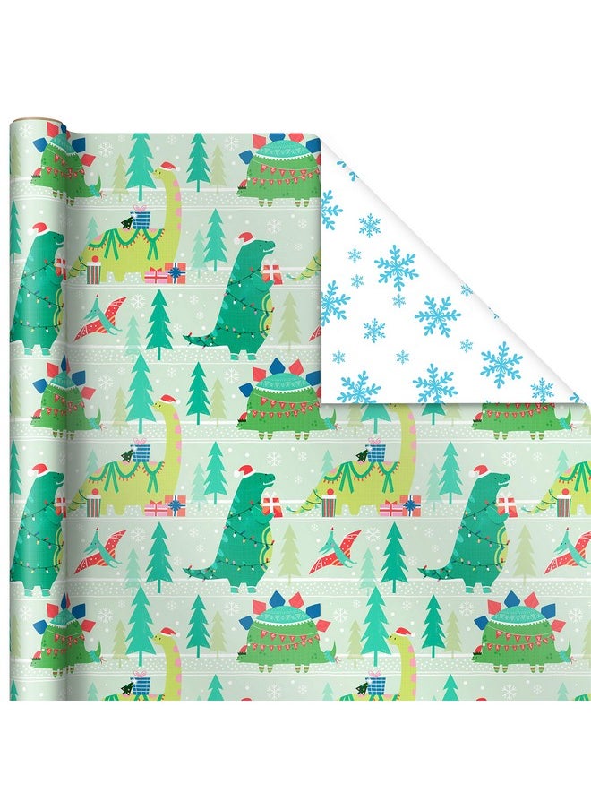 Hallmark Trendy Reversible Christmas Wrapping Paper for Kids (3 Rolls: 120 sq. ft. ttl) Dinosaurs, Koalas, Polar Bears, Penguins, Camels, Zebras, Stripes