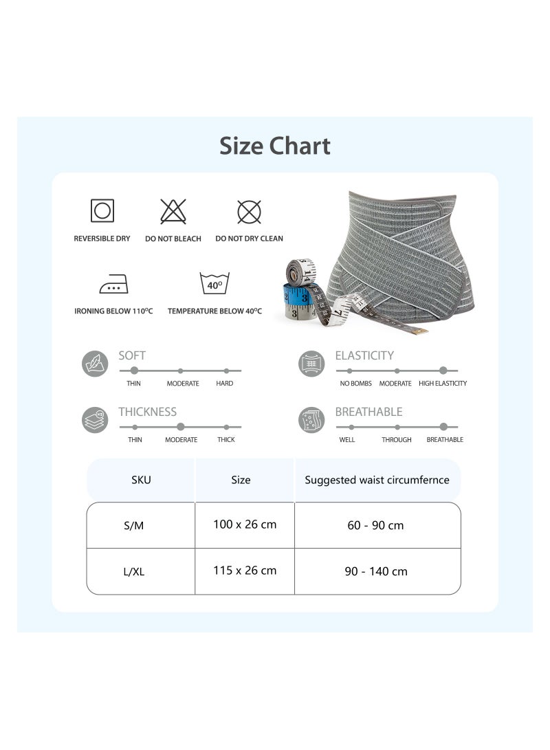 Postpartum Abdominal  Maternity Belt - Grey, L/XL