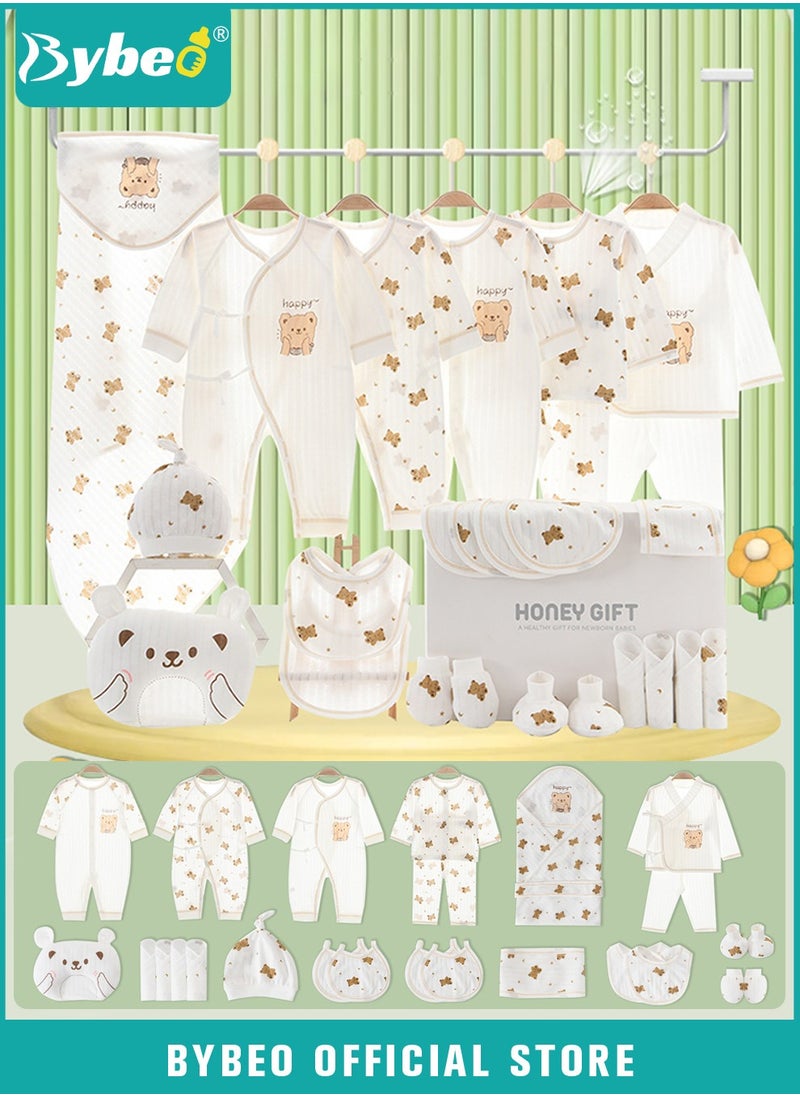 26PCS Newborn Baby Gift Set, Newborn Layette Gift Set for Boys and Girls, Babies Essential Clothes Accessories with Baby Blanket, 100% Premium Cotton, for Spring Summer Autumn Winter