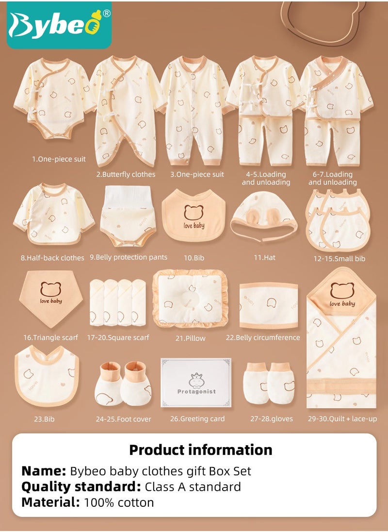30PCS Newborn Baby Gift Set, Newborn Layette Gift Set for Boys and Girls, Babies Essential Clothes Accessories with Baby Blanket, 100% Premium Cotton, for Spring Summer Autumn Winter