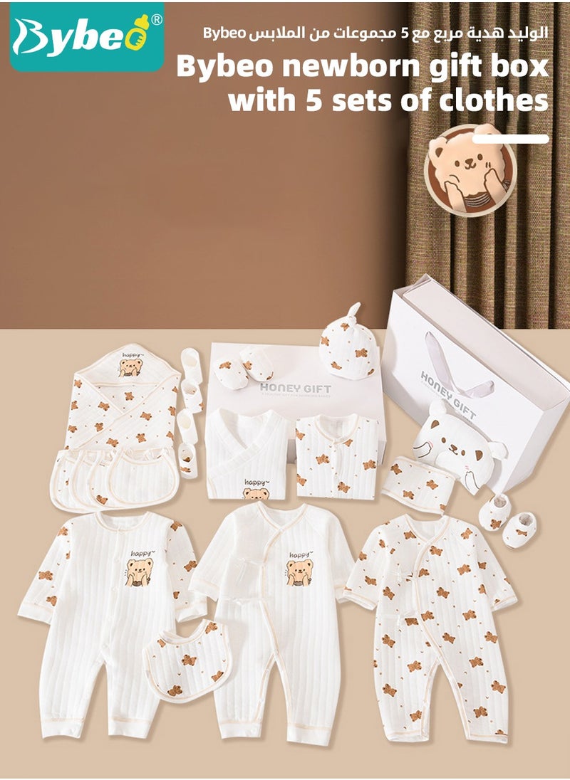 26PCS Newborn Baby Gift Set, Newborn Layette Gift Set for Boys and Girls, Babies Essential Clothes Accessories with Baby Blanket, 100% Premium Cotton, for Spring Summer Autumn Winter
