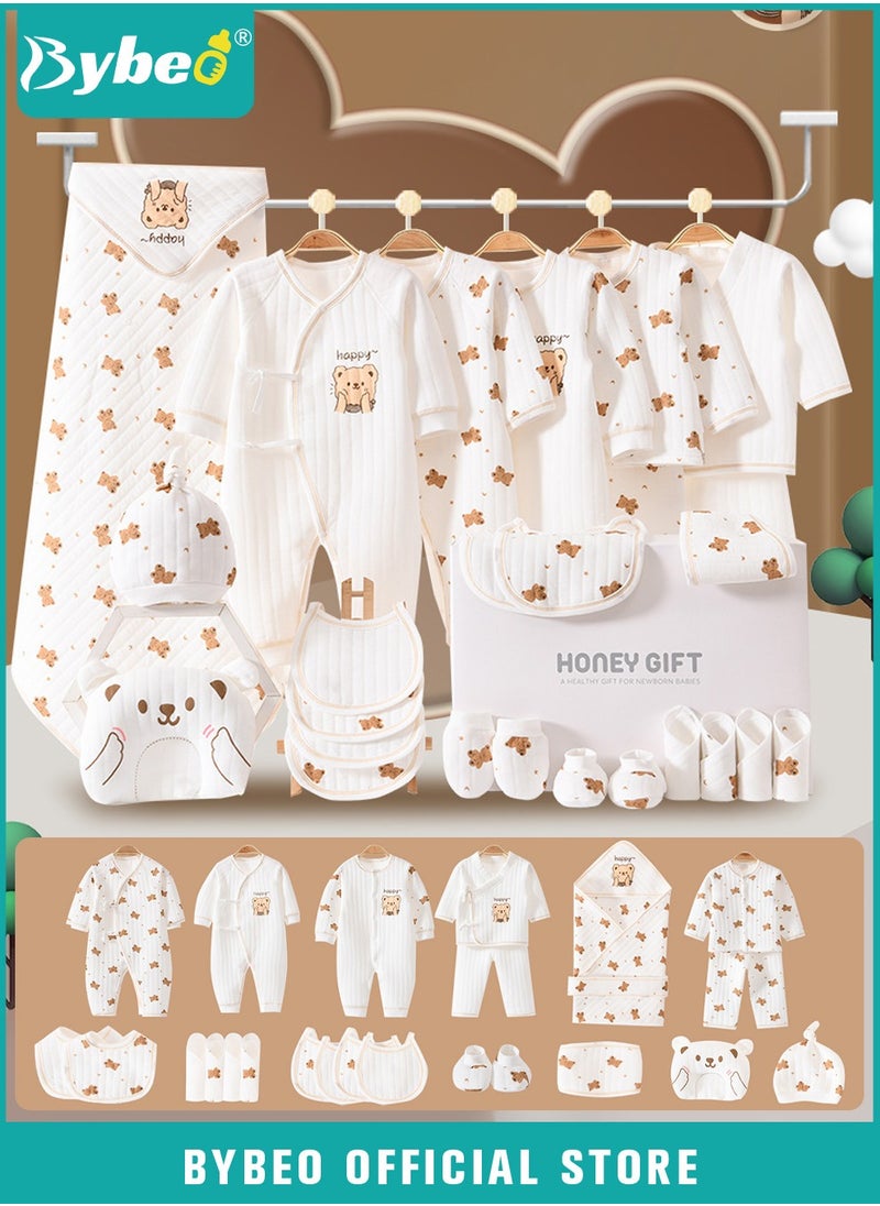 26PCS Newborn Baby Gift Set, Newborn Layette Gift Set for Boys and Girls, Babies Essential Clothes Accessories with Baby Blanket, 100% Premium Cotton, for Spring Summer Autumn Winter