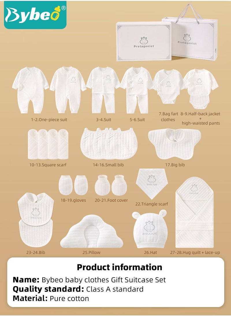 28PCS Newborn Baby Gift Set, Newborn Layette Gift Set for Boys and Girls, Babies Essential Clothes Accessories with Baby Blanket, 100% Premium Cotton, for Spring Summer Autumn Winter
