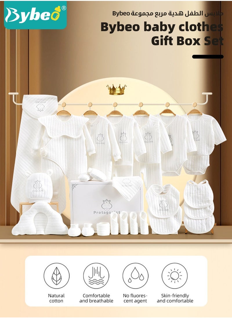 28PCS Newborn Baby Gift Set, Newborn Layette Gift Set for Boys and Girls, Babies Essential Clothes Accessories with Baby Blanket, 100% Premium Cotton, for Spring Summer Autumn Winter