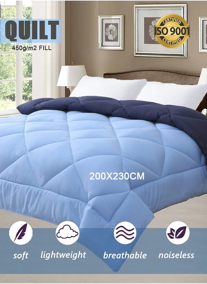 Duvet,Reversible Down Alternative Comforter, Ultra Soft Brushed Microfiber Lightweight,All Season Quilt King Size(200x230cm)