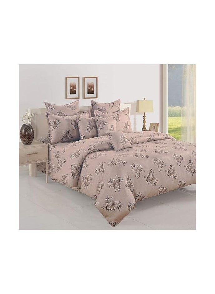Swayam Zinnia Collection 210 Tc Cotton Bib Duvet Cover With 2 Pillow Cover, Multi-Colour