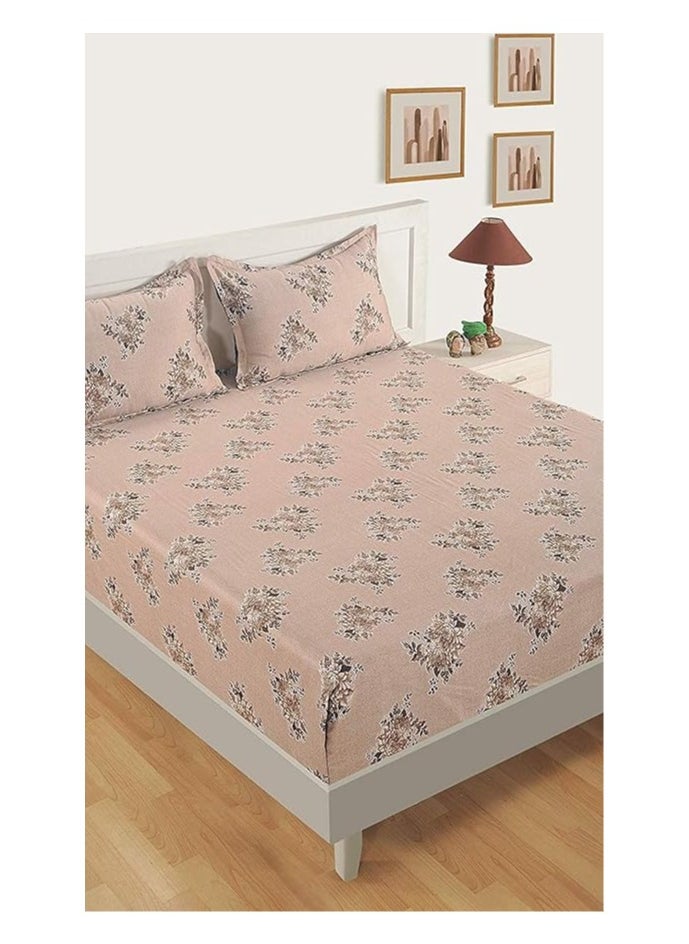 Swayam Zinnia Collection 210 Tc Cotton Bib Duvet Cover With 2 Pillow Cover, Multi-Colour