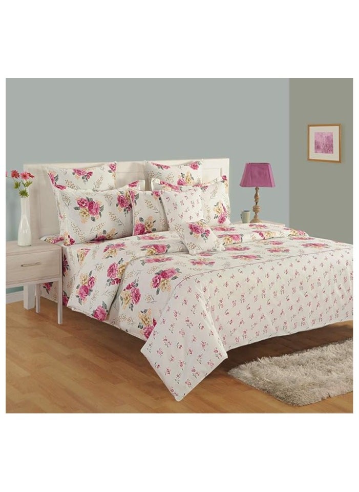 Swayam Zinnia Collection Double Bib Duvet Cover With 2 Pillow Cover, Multi-Colour, 150 X 220 cm