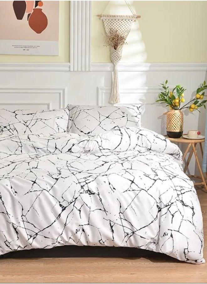 4 piece Single size bed linen set in Scandinavian style with marble pattern.