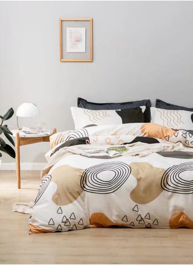 Single size without filler 4 pieces, Circle geometric design, Bedding Set.