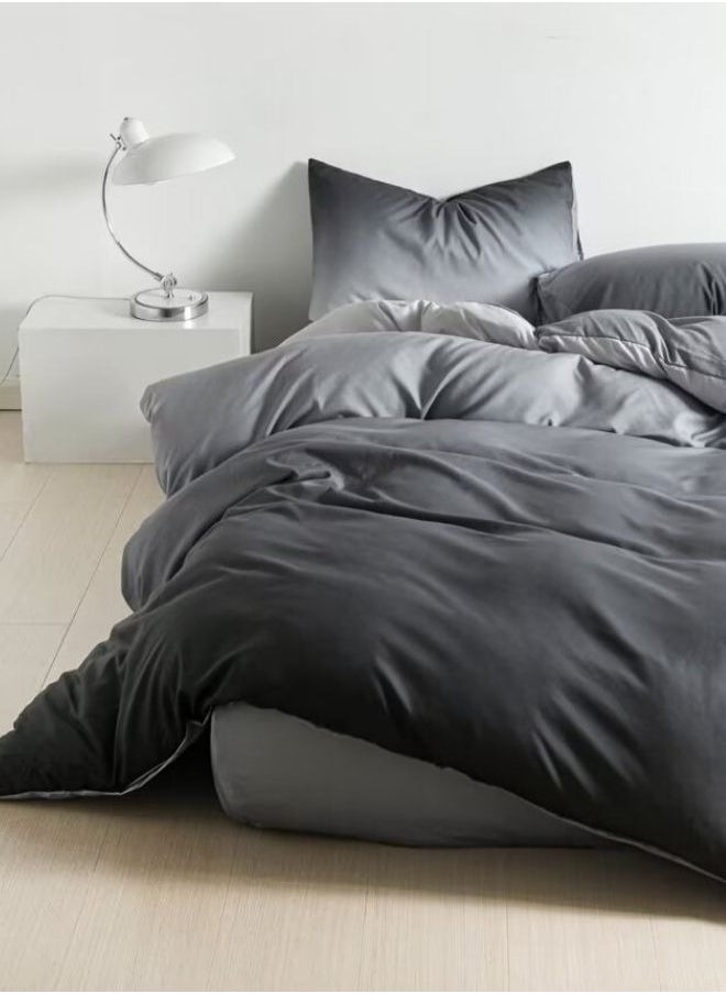 Queen Size 6 Piece Duvet Cover Set,Ombré Dark Grey Bedding set.