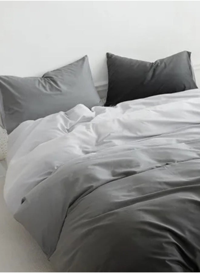 Queen Size 6 Piece Duvet Cover Set,Ombré Dark Grey Bedding set.