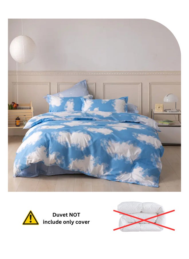 Single size 4 Piece Duvet cover set 3D design Cloud Pattern, sky blue color.